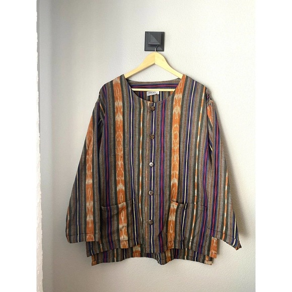 Chico's Tops - Chico's Design vintage Button jacket Med/Large stripes southwest Multi colors